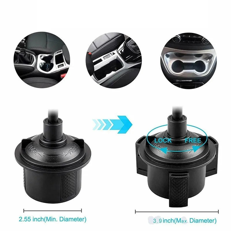 Black car cup holder mobile phone holder with ABS plastic and aluminium tube design