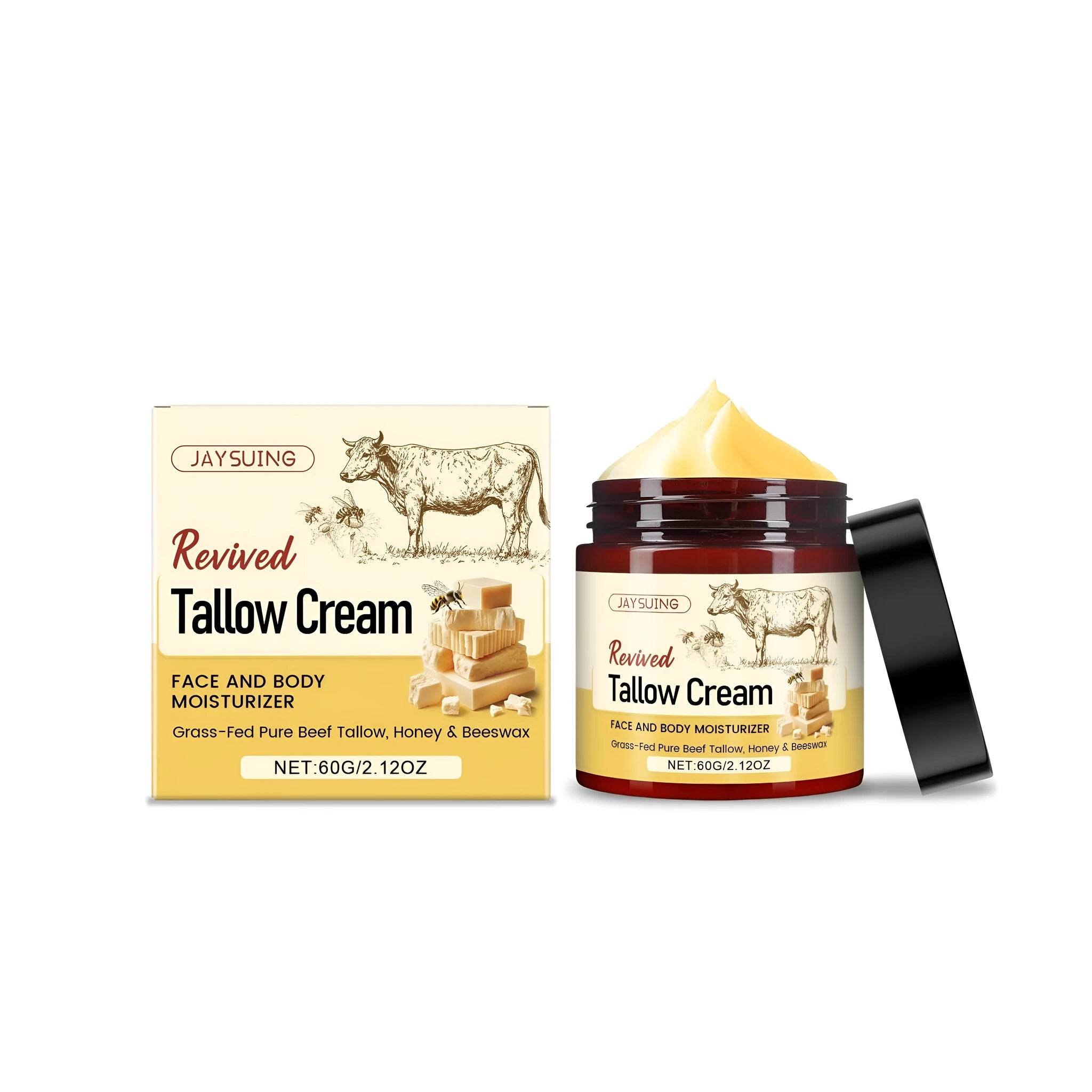 60g jar of Revived Tallow moisturising cream with glycerin and natural ingredients