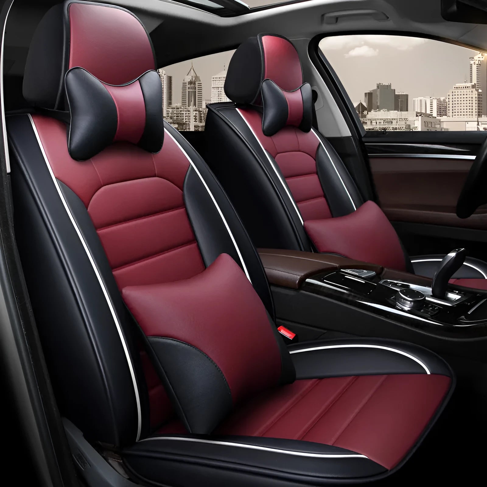 Universal all season car seat cushion in black deluxe edition with polyester cover and cotton filler