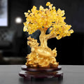 Citrine-coloured small water turtle money tree Feng Shui ornament in Chinese style resin construction