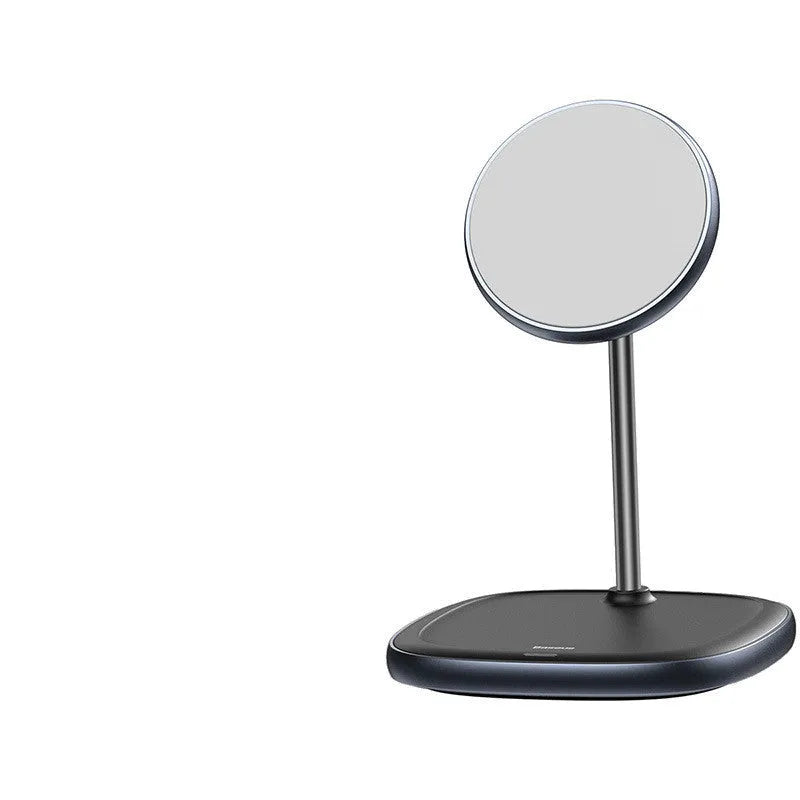 Magnetic wireless charging desktop stand for Apple iPhone 12 in black colour with Type-C cable