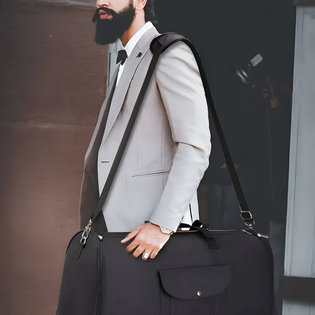 Foldable Oxford cloth duffel bag in dark blue with 36-55L capacity for travel and workouts