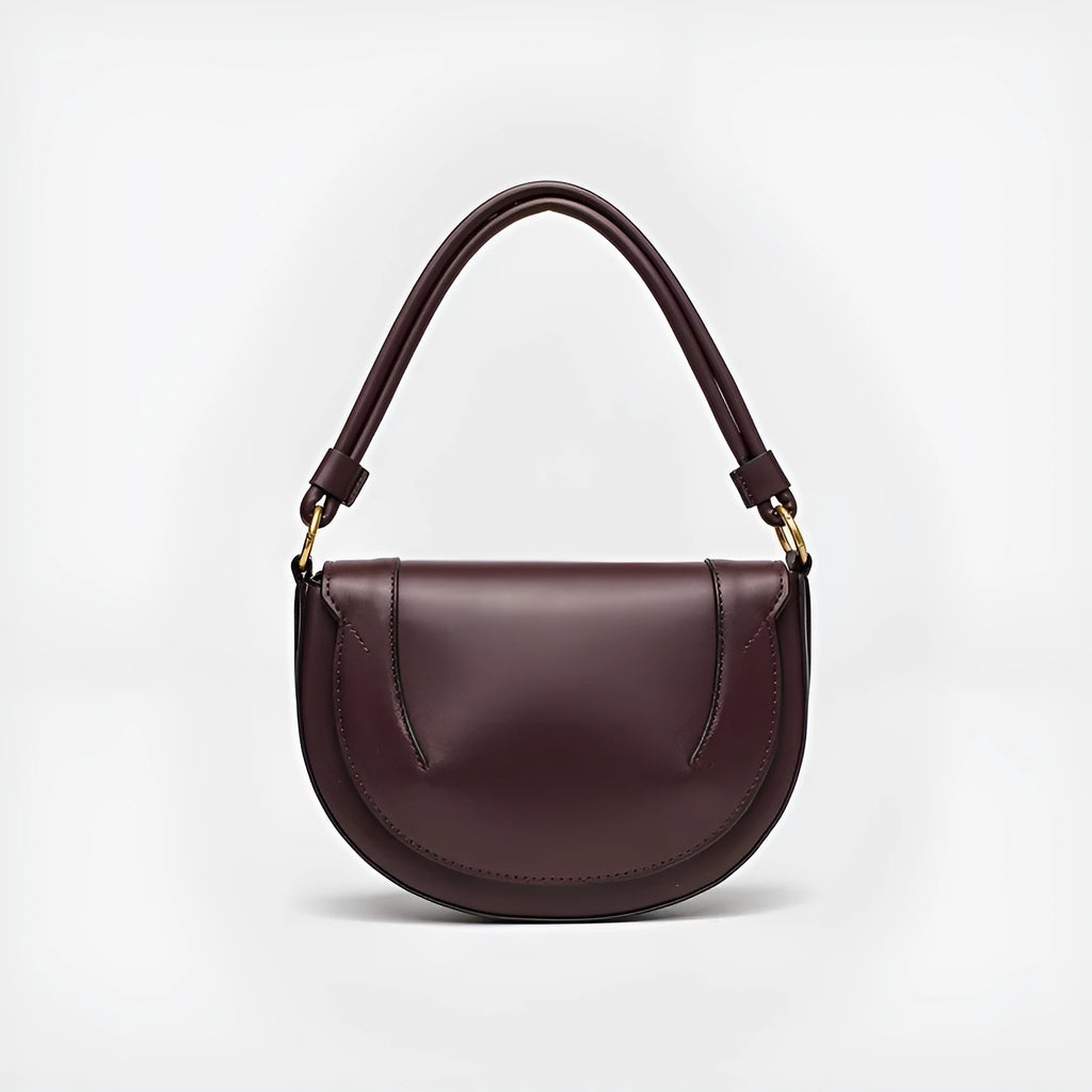 New PU saddle bag with magnetic clasp, oval shape, 16x24x8.5cm, available in black brown and claret red