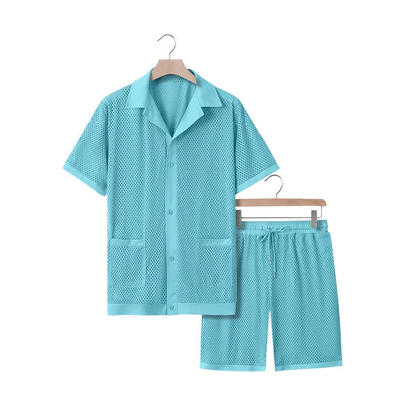 Design Beach Hawaii see-through cardigan shorts set in thin fabric for summer wear