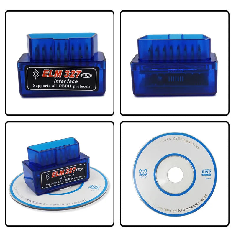 Compact ELM327 mini OBD2 Bluetooth scanner for car diagnostics and live engine data