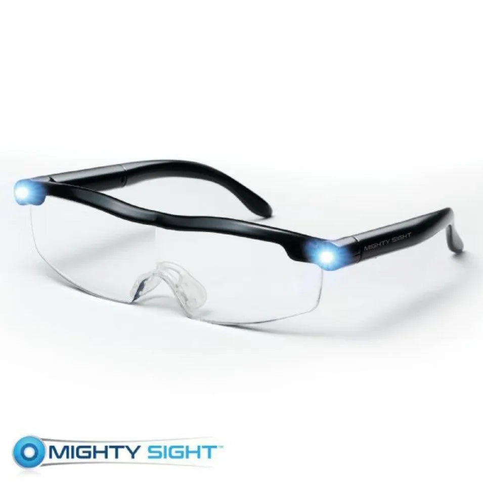 Transparent black USB LED reading glasses with integrated light and ABS frame