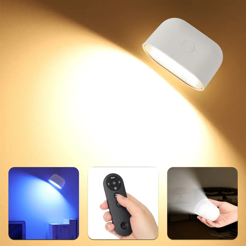 Modern white oval remote touch magnetic wall lamp with colour-changing LED illumination