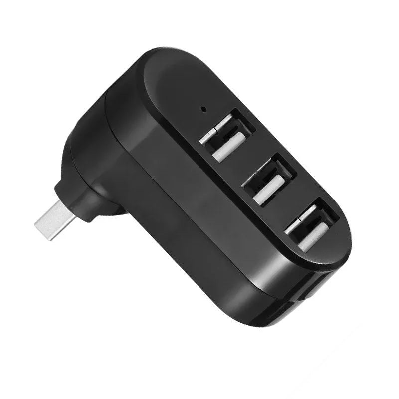 Notebook expansion multi-port USB hub splitter converter in black ABS plastic