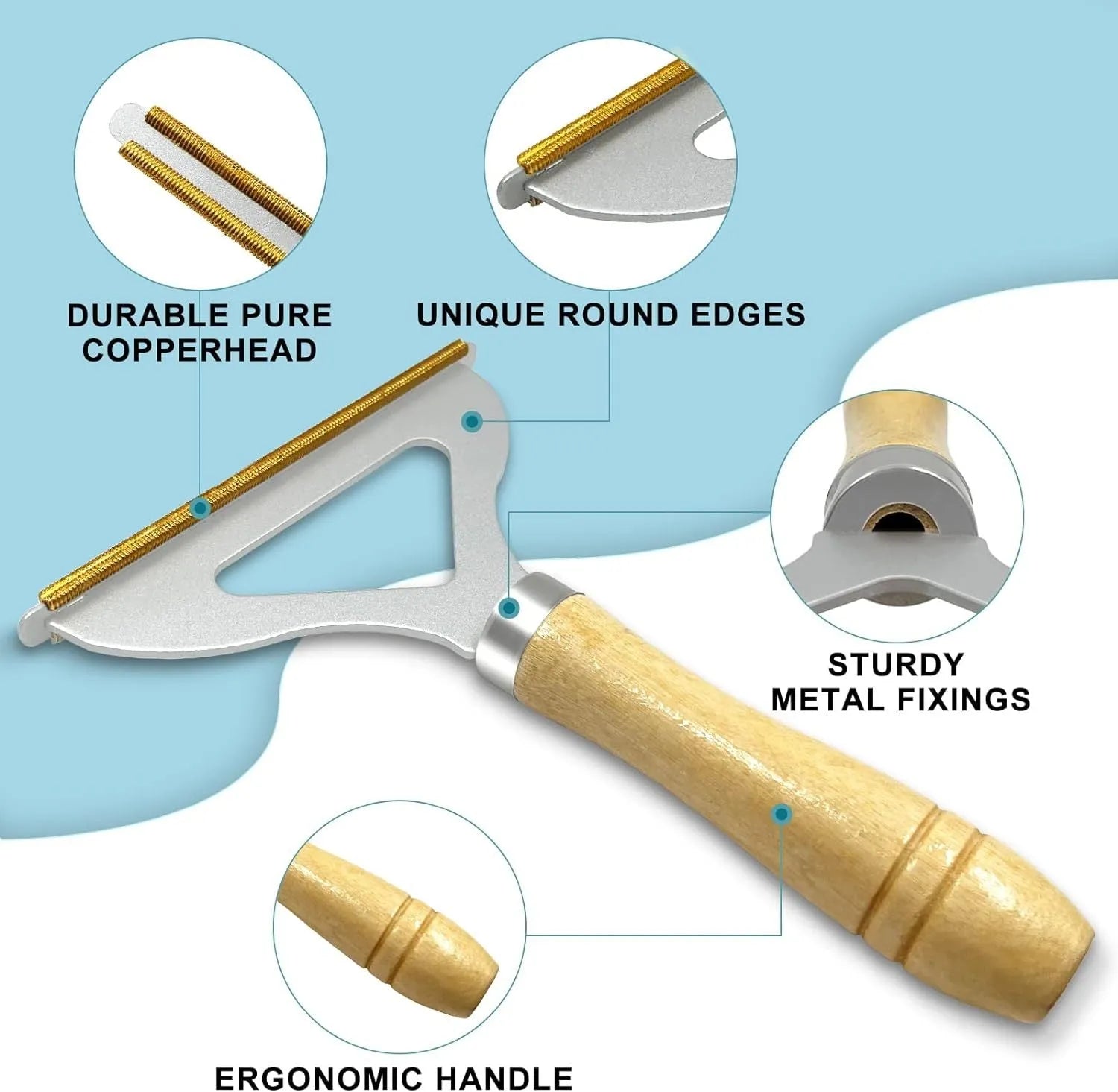 Three-piece pet hair remover set with metal, silicone, and round cleaning tools