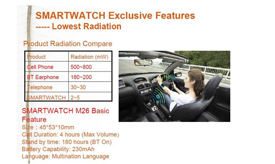 Black Bluetooth sports watch compatible with Apple iOS and Android smartphones on wrist