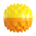Blue squeaky rubber dog ball with spiky texture for dental cleaning and aggressive chewers