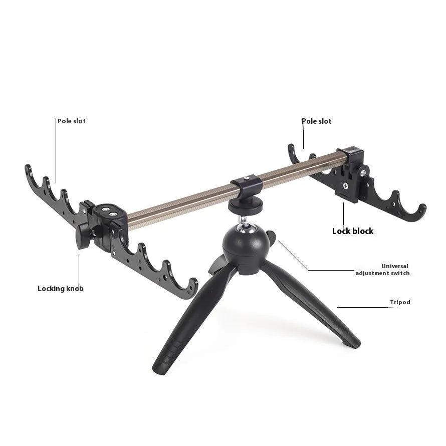 Aluminium ice fishing triangle rod holder bracket with folding tripod legs