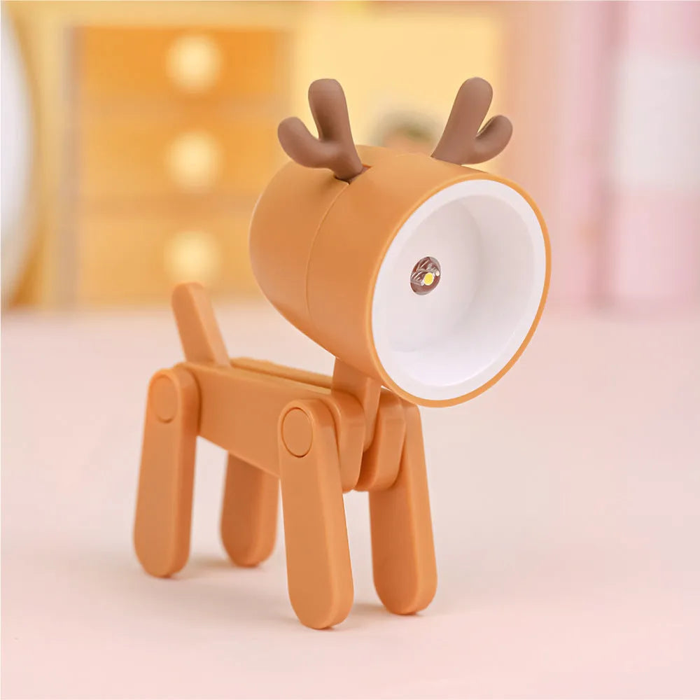 Creative handmade LED mini night lamp with PVC shade in cartoon style, battery operated with button switch