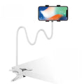 Metal lazy stand gadget with phone clip in black on a desk showing 95cm height and rotary head