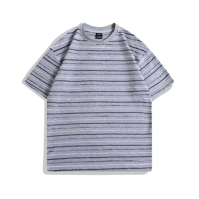 Loose fit couple T-shirt in apricot, black, yellow, gray, or pink with short sleeves and round neck.