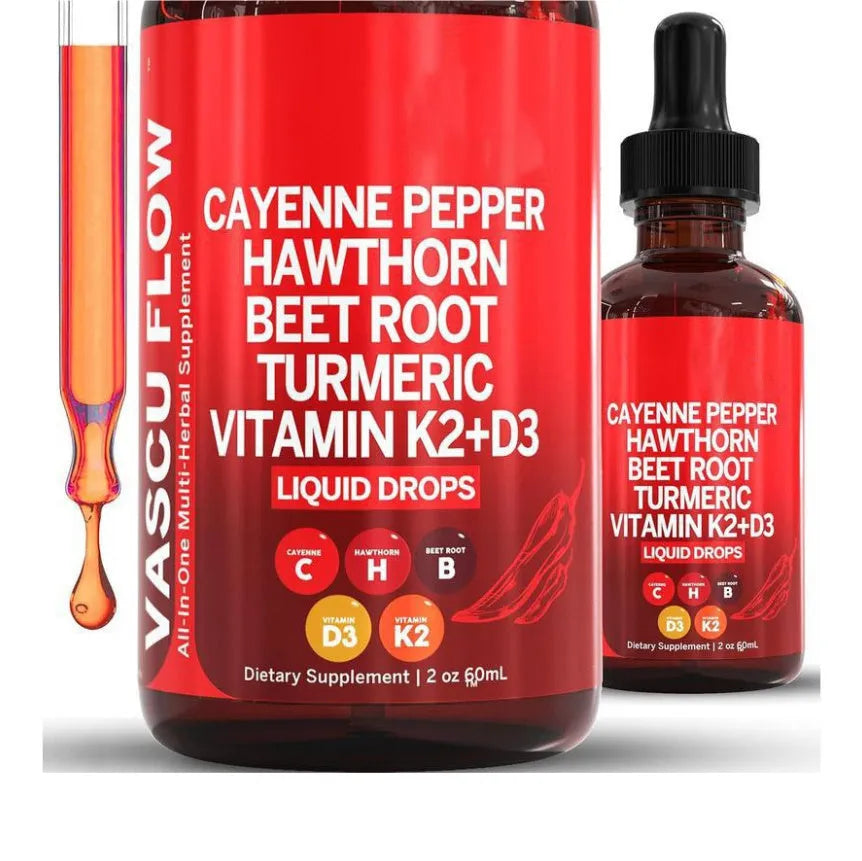 60ml bottle of vitamin D3 with K2 and hawthorn fruit liquid supplement drops with dropper