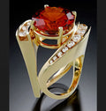 Gold plated emerald pearl ring alloy unisex geometric shape