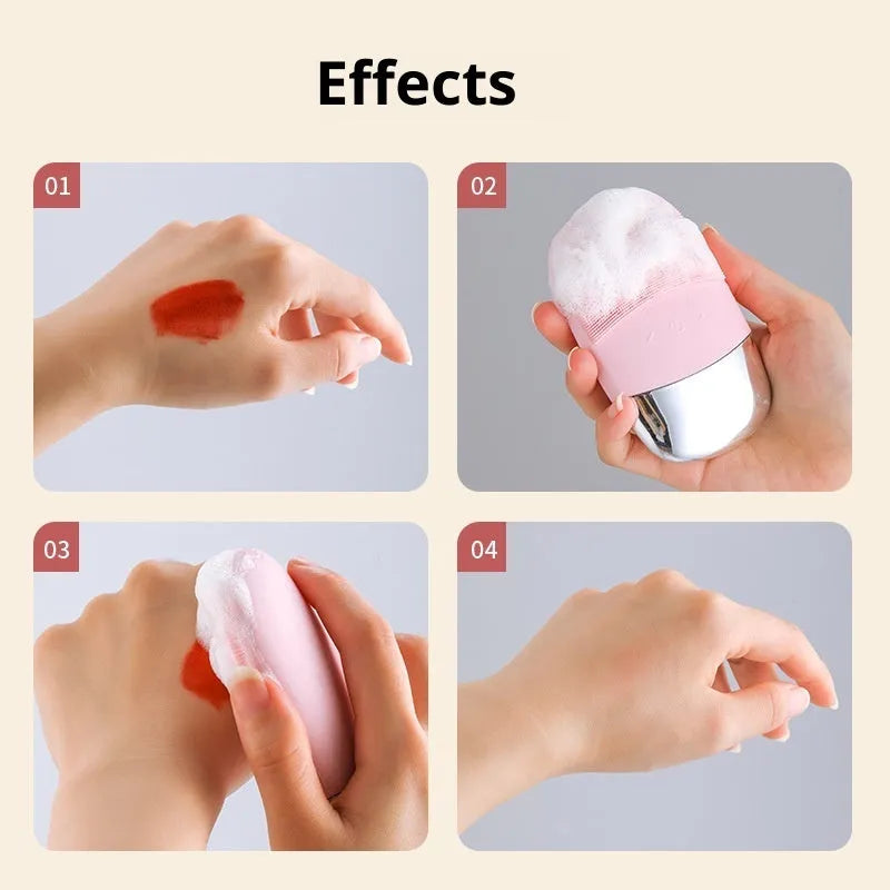 Silicone electric facial cleansing brush with three gear settings in Lake Blue colour variant