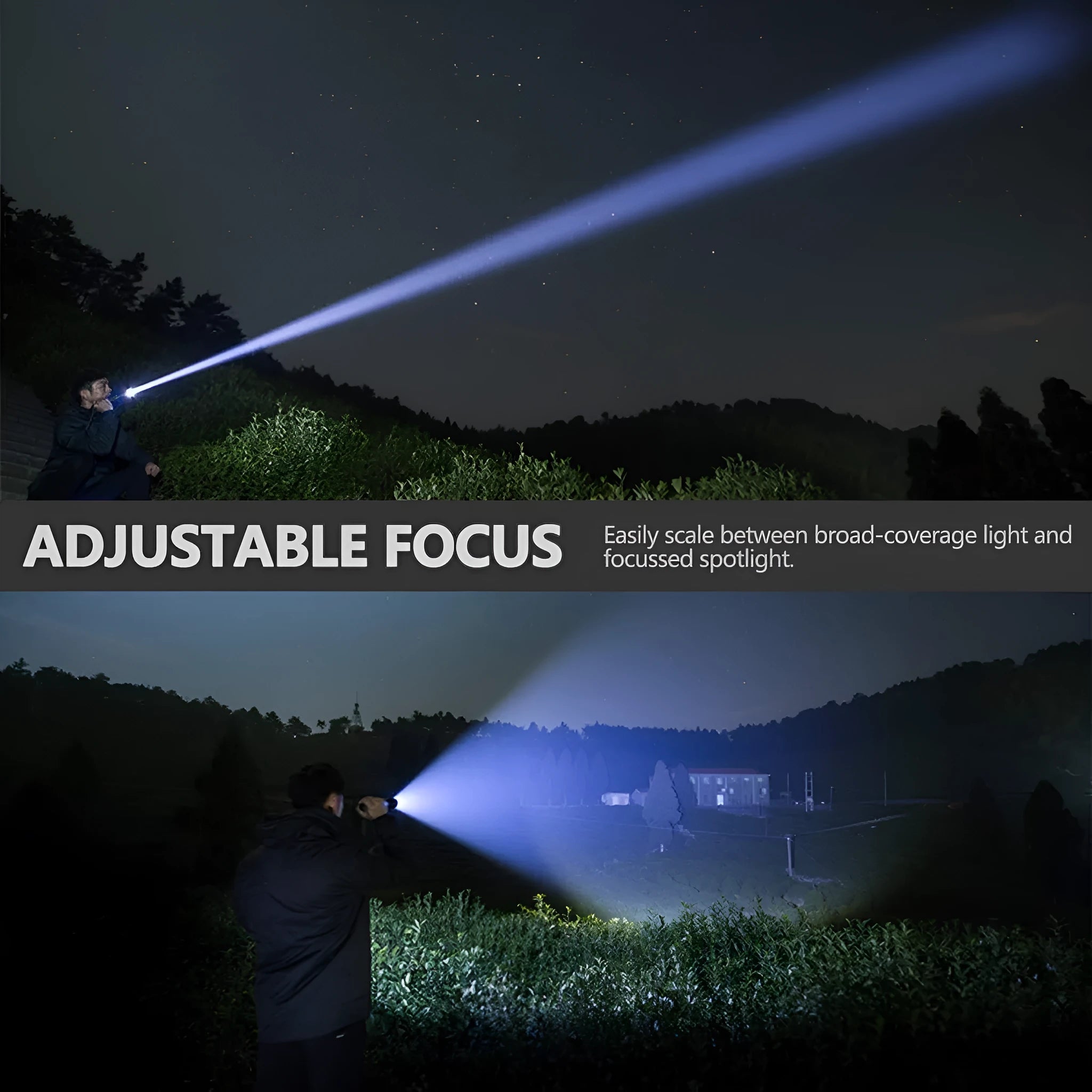 USB charging Zoom P50 flashlight with XHP50 bulb, telescopic zoom, aluminium shell, waterproof, drop-resistant, five light modes