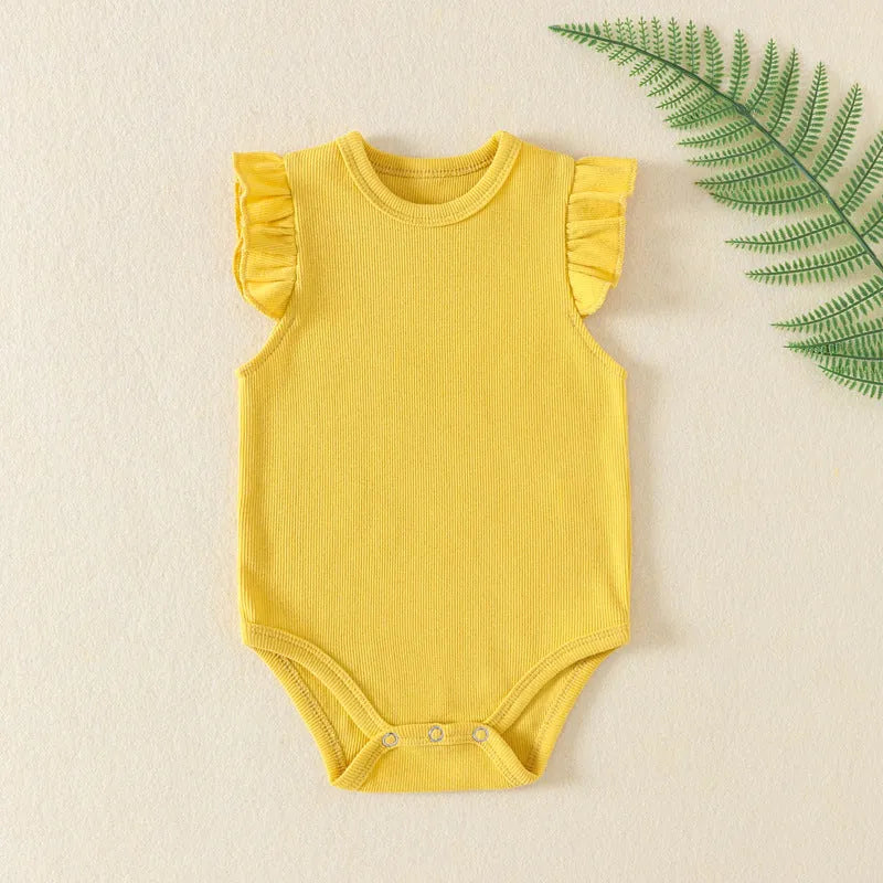 Newborn baby girl cotton knitted triangle onesie jumpsuit in dark gray with hidden snap closure
