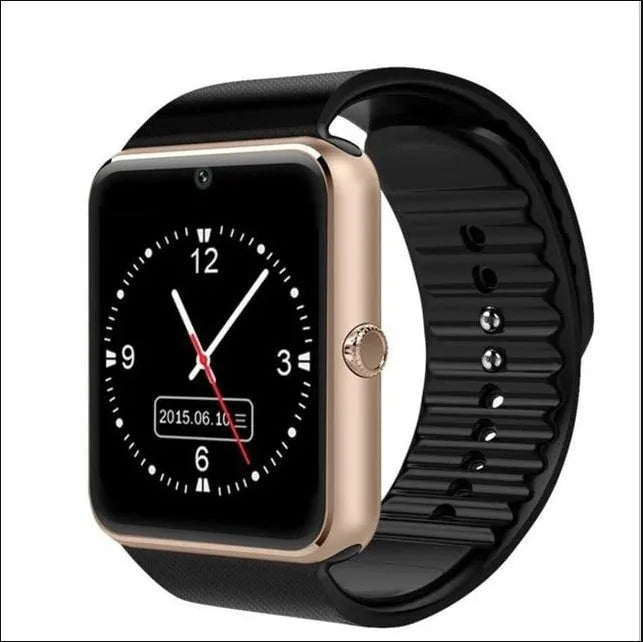 Black smart watch with 1.54 inch display and black silicone strap on a wrist