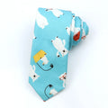 Korean style narrow cotton bow tie with cartoon print pattern in adjustable design