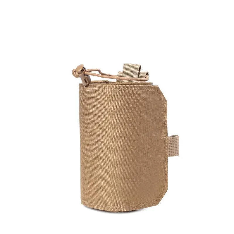 Oxford cloth adjustable heat-holding bottle cover in black colour showing PU lining interior
