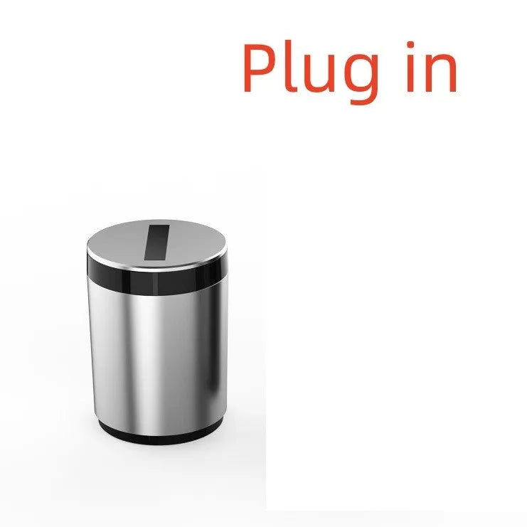 Silver intelligent induction ashtray with automatic lid on a car centre console