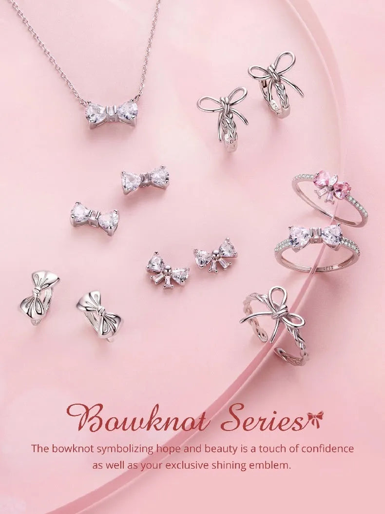 Pair of 925 silver bow earrings with electroplated finish in BSE1196 colour