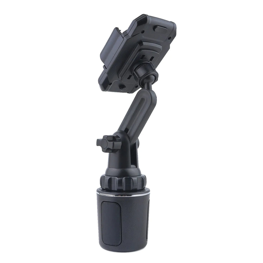 Black car water cup holder mobile phone holder with 360° rotation and adjustable height, made from ABS material