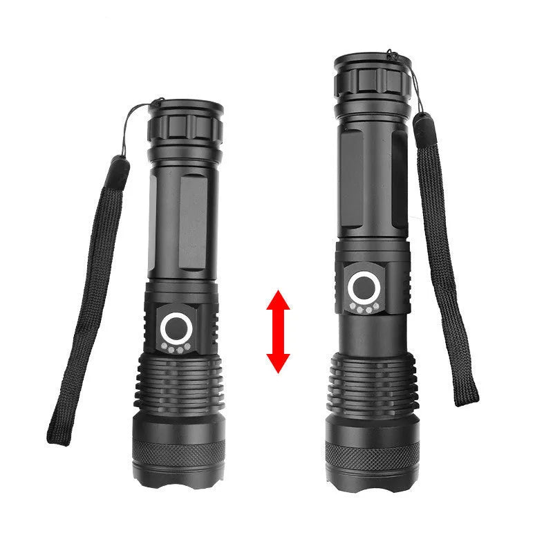 USB charging Zoom P50 flashlight with XHP50 bulb, telescopic zoom, aluminium shell, waterproof, drop-resistant, five light modes