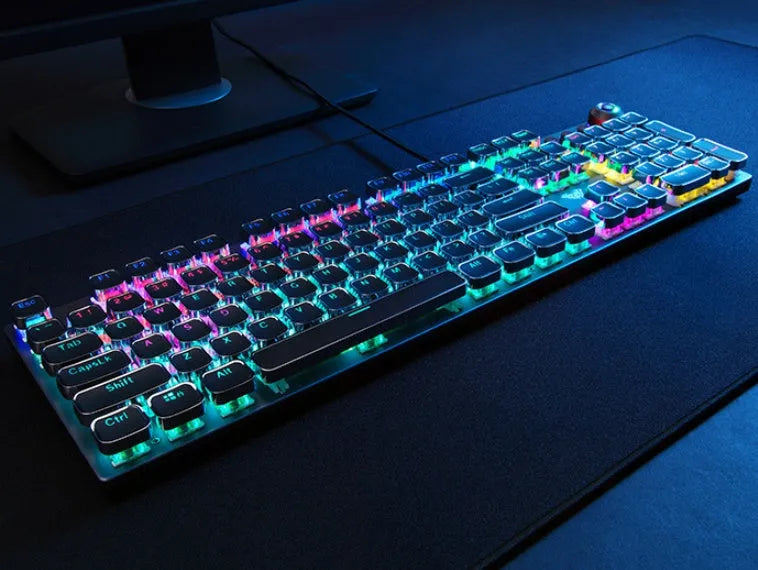 F2088 mechanical keyboard with 108 keys, wired USB, detachable hand rest, black colour