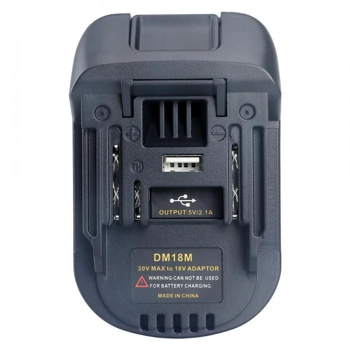 Black Milwaukee to MAKITA battery adapter measuring 125x90x65 mm for DM18M to H99F conversion