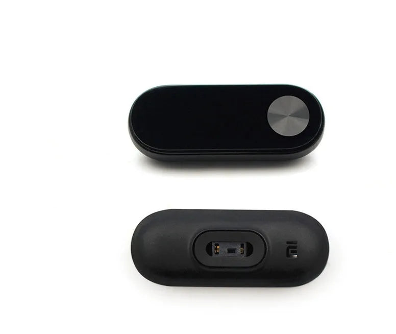Black Xiaomi Mi Band 2 fitness tracker with OLED screen on adjustable wrist strap