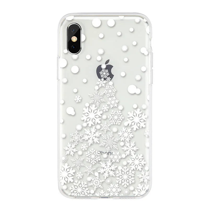 Christmas snowflake elk TPU phone case for iPhone with cartoon design, blue flower colour option
