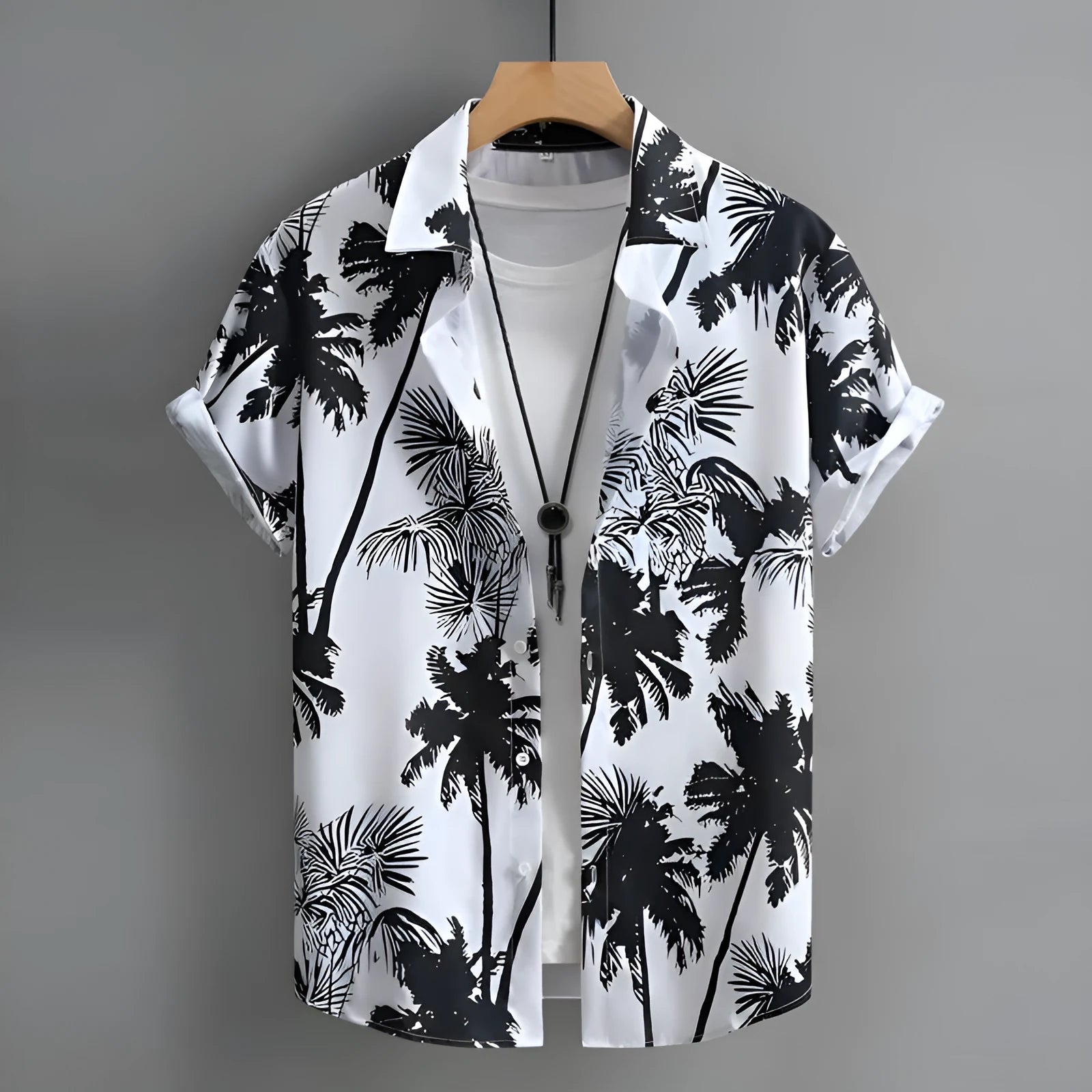 Men's Hawaiian summer shirt with 3D printed pattern in regular fit cardigan style