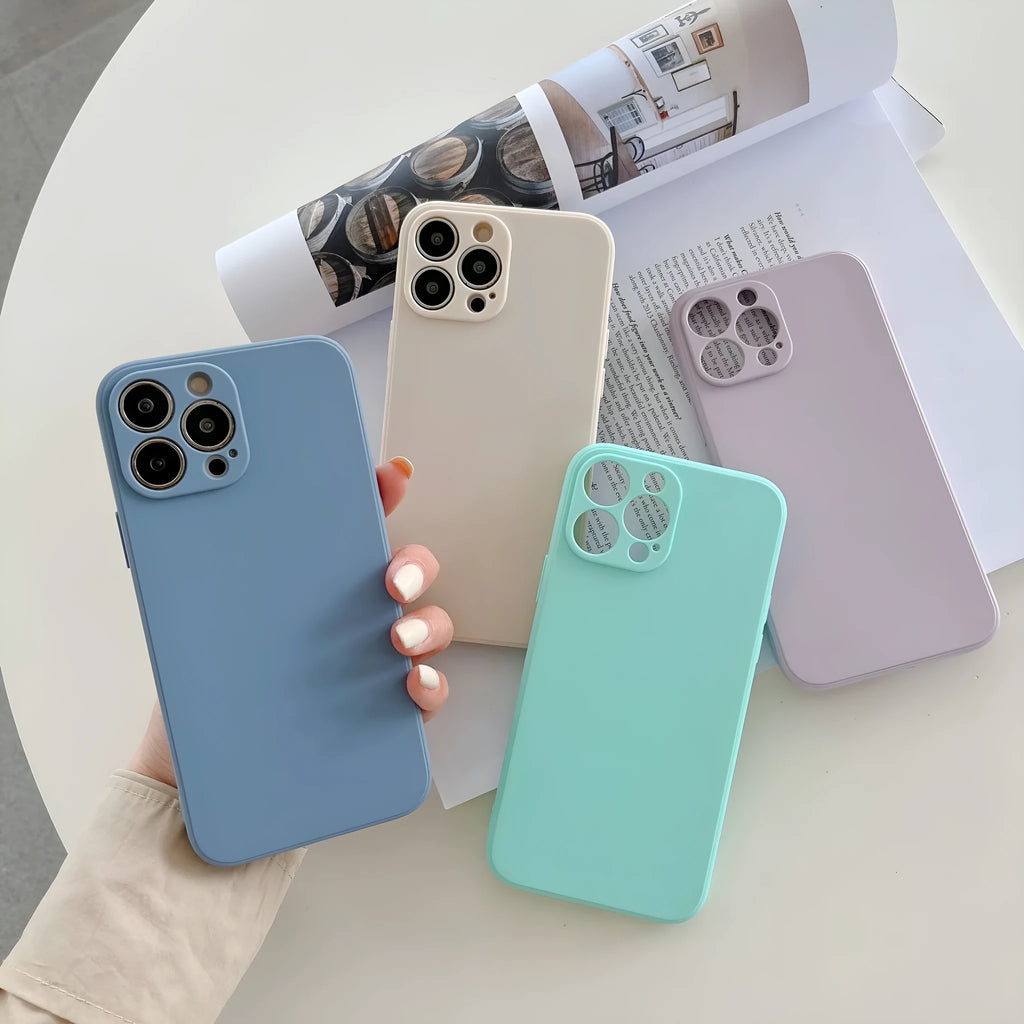 Fine hole frosted TPU straight edge phone case for iPhone 16 Pro in black back view