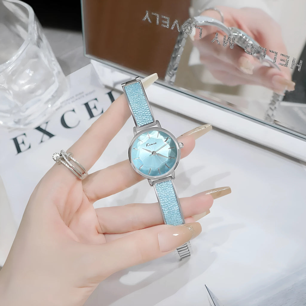 Light luxury women's bracelet in glacier blue gradient colour with 10mm thickness