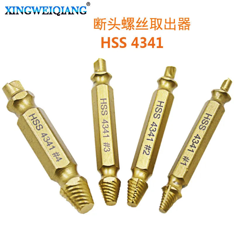 4341 high-speed steel screw extractor set for removing stripped screws and iron nails