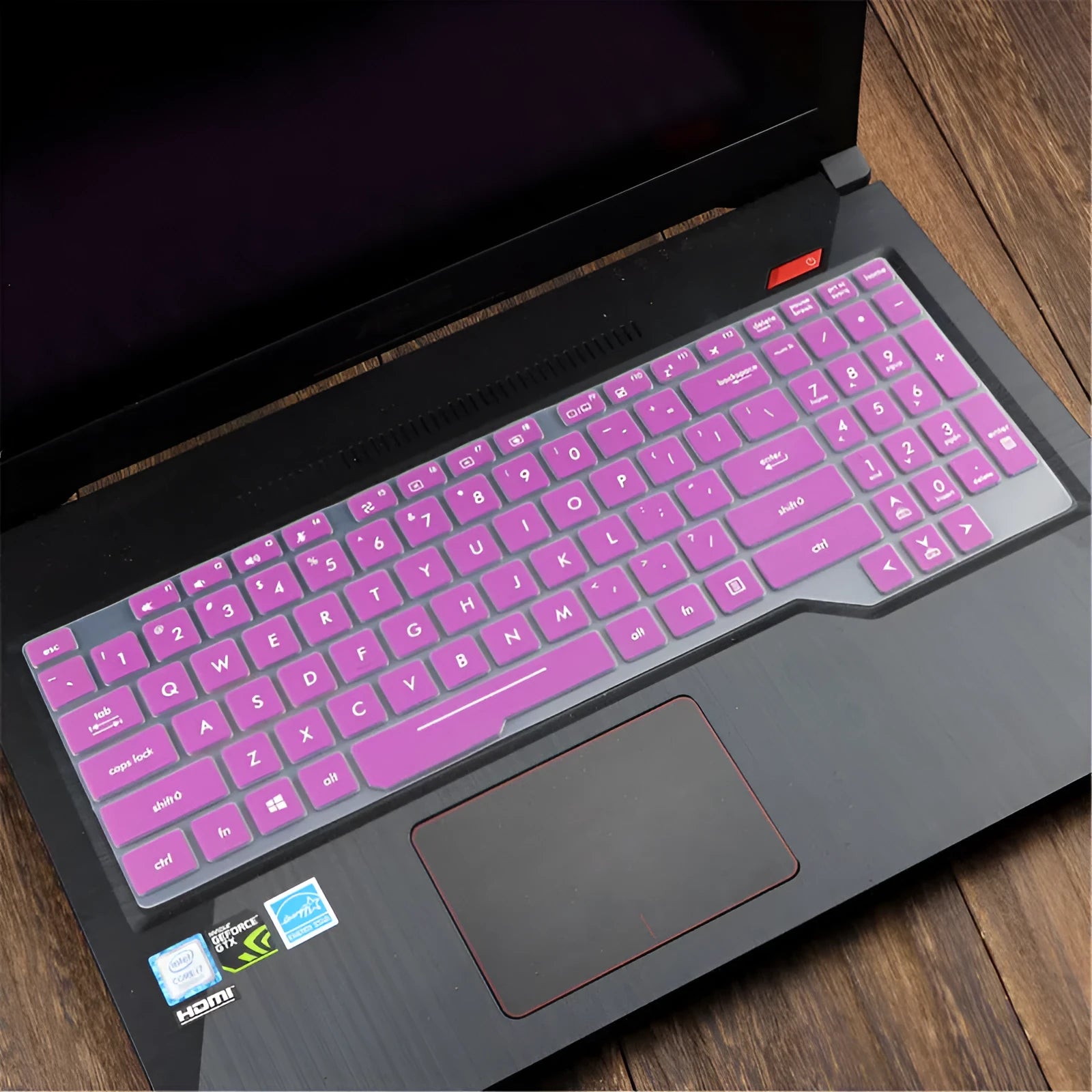 ASUS Flight laptop keyboard protective film cover in various colour options including blue, mint, and gradient patterns.