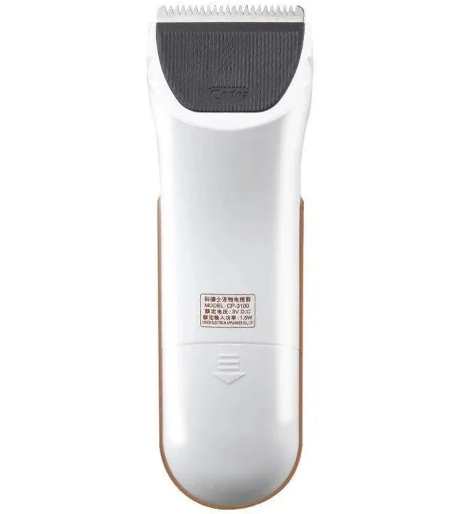 White pet hair clipper with ceramic blade for grooming dogs and cats