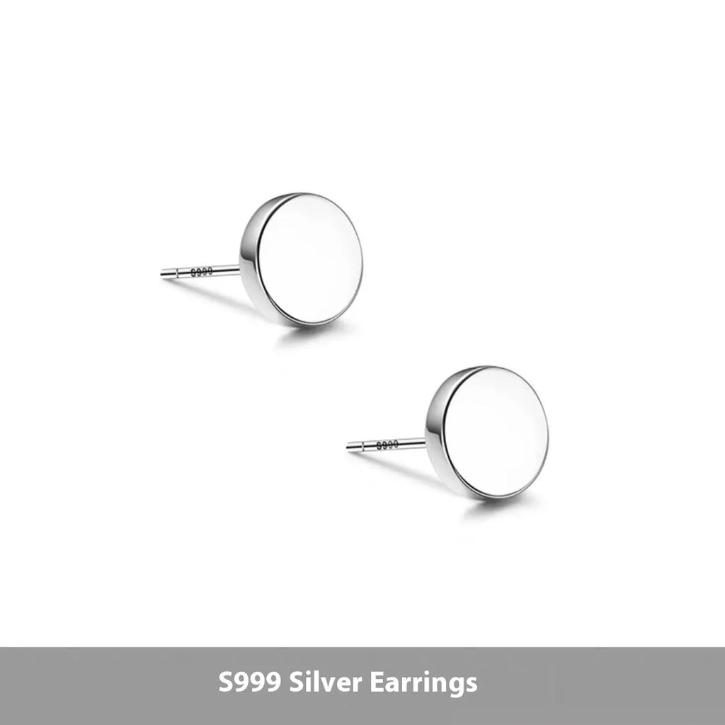 Sterling silver S999 flat ear bone studs in round shape, available in 3mm to 8mm sizes