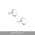 Sterling silver S999 flat ear bone studs in round shape, available in 3mm to 8mm sizes