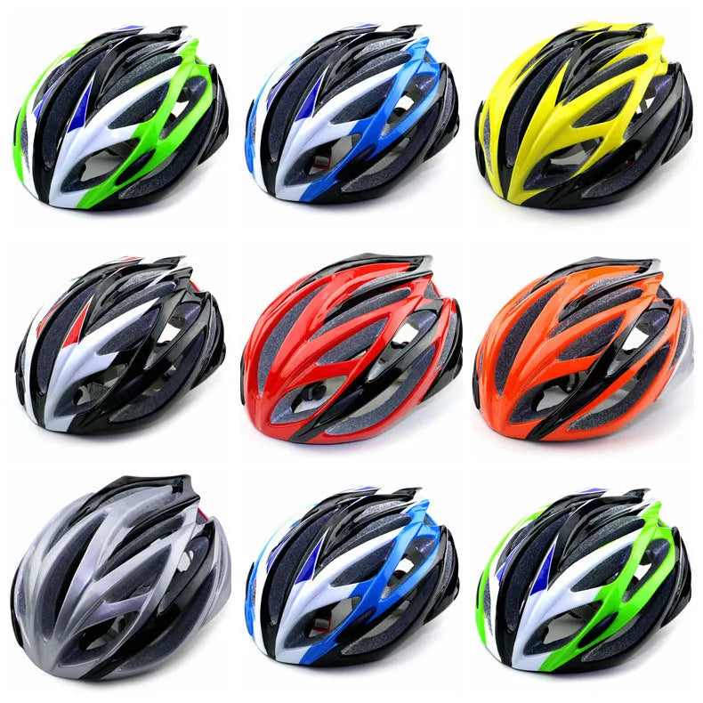 Bicycle integrated helmet in black and red with PC EPS construction and lock design