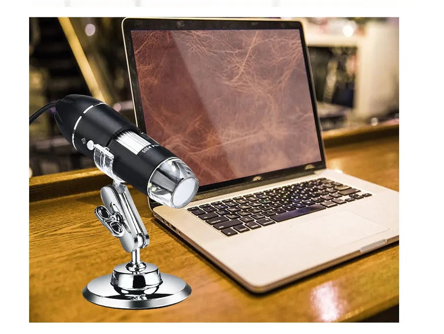 3-in-1 USB digital microscope with universal bracket, 1600X magnification, adjustable LED lights