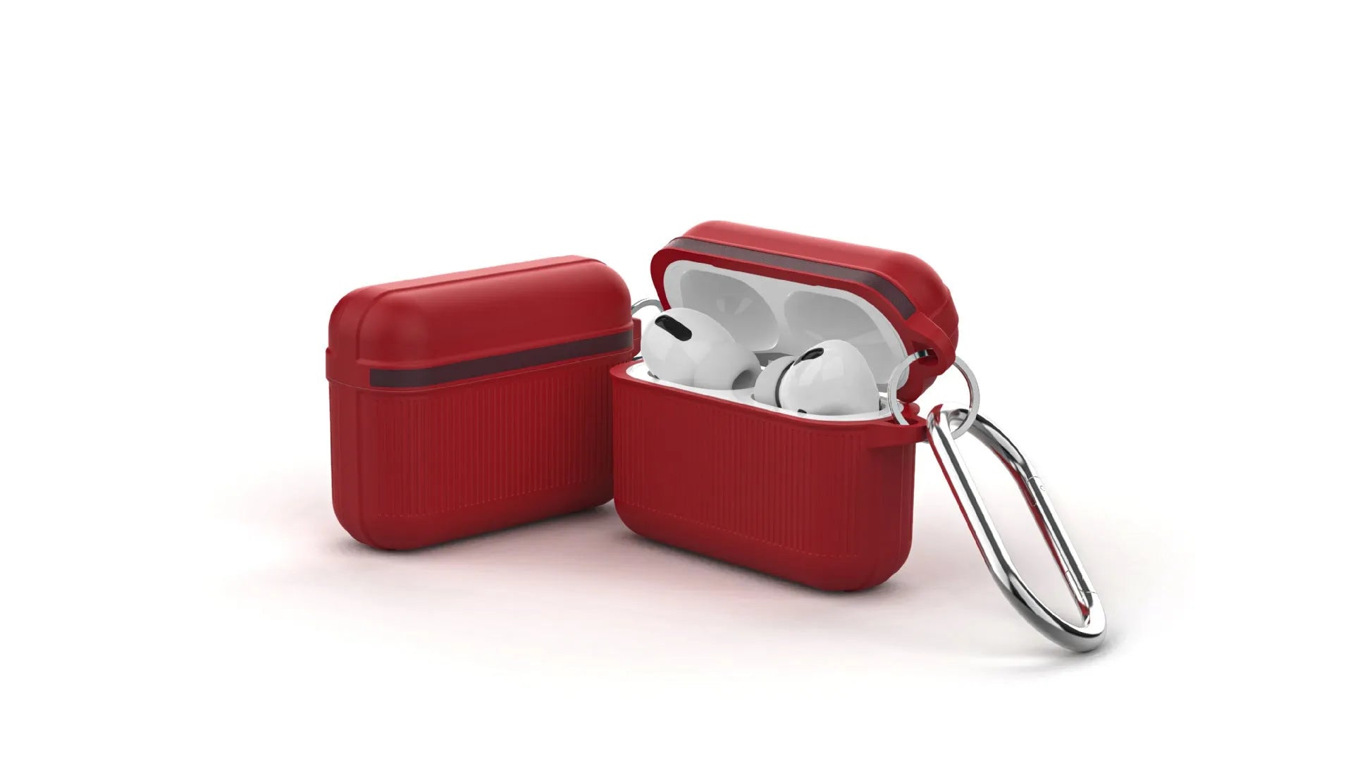 Silicone protective case for Apple AirPods with metal buckle closure in various colours