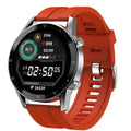 Black multifunctional sports watch with 1.3-inch touchscreen on a genuine leather strap with classic buckle