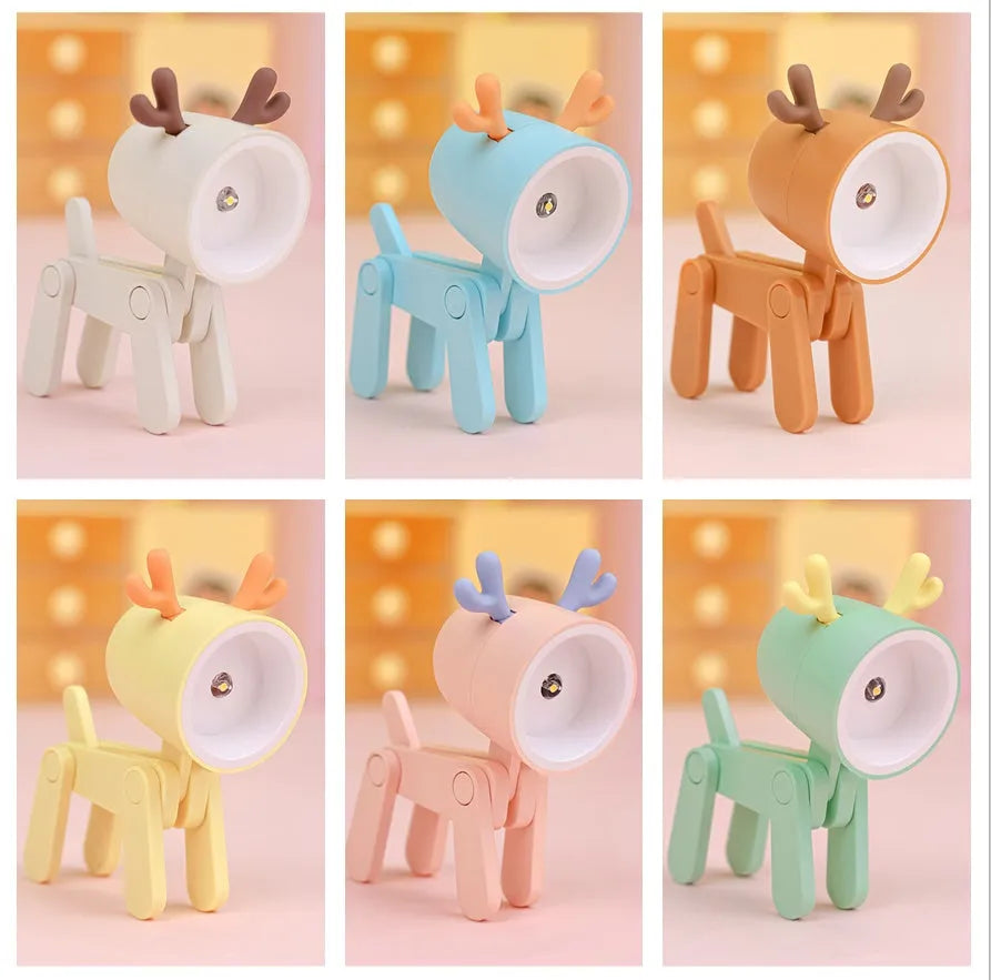Creative handmade LED mini night lamp with PVC shade in cartoon style, battery operated with button switch