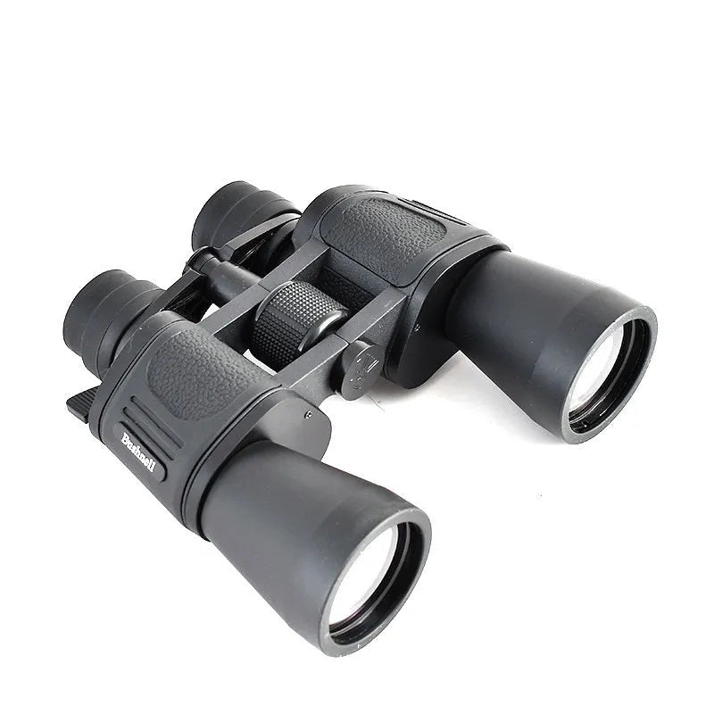 High power binocular telescope with large lenses shown on a dark background, set to 20-120x magnification.