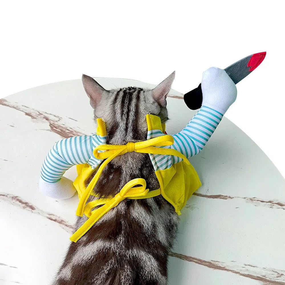 Yellow sword assassin cat costume in polyester pet clothing showing B02405 colour